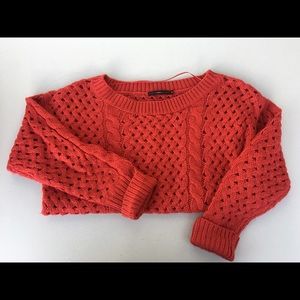 Azelhazel orange knitted sweater hole top Medium